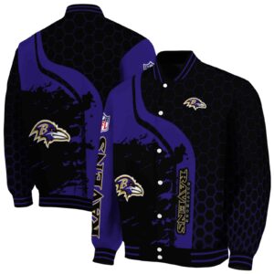 baltimore ravens hexagonal pattern purple black jacket fashion forward