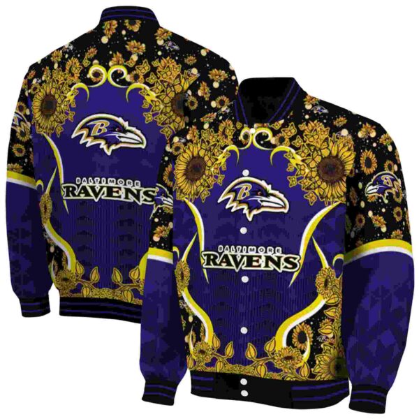 baltimore ravens sunflower bloom purple yellow jacket fashion forward