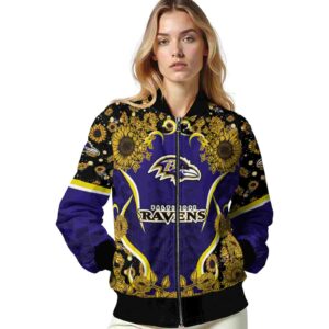 baltimore ravens sunflower bloom purple yellow jacket latest model