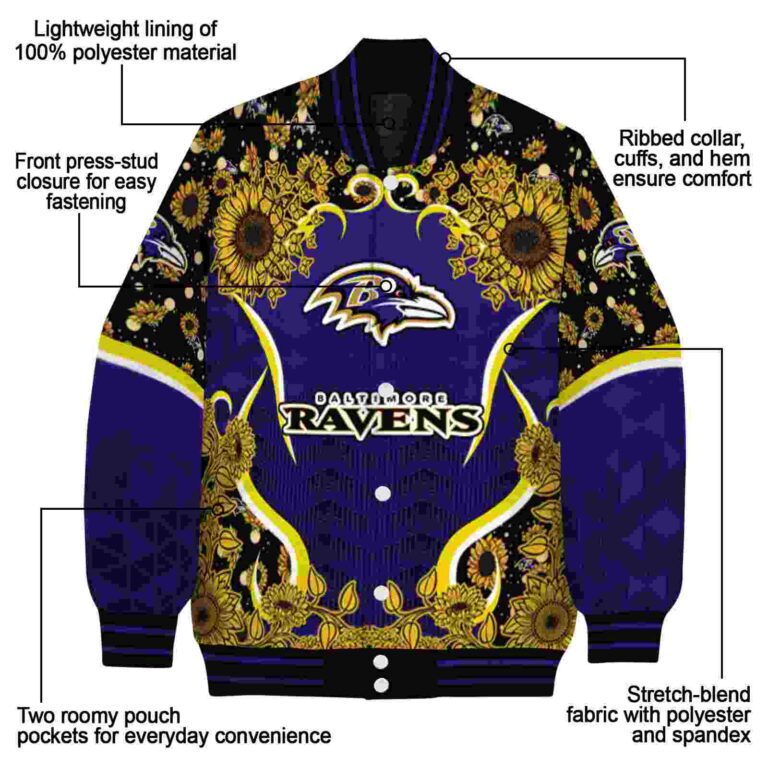 baltimore ravens sunflower bloom purple yellow jacket new arrival