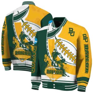 baylor bears baseball stitching gold white jacket fashion forward