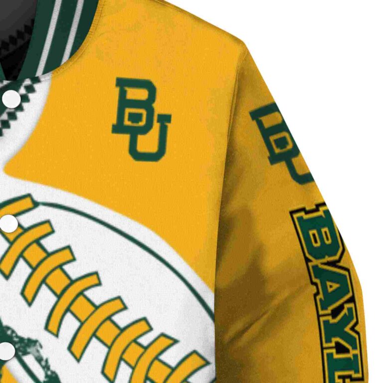 baylor bears baseball stitching gold white jacket premium grade