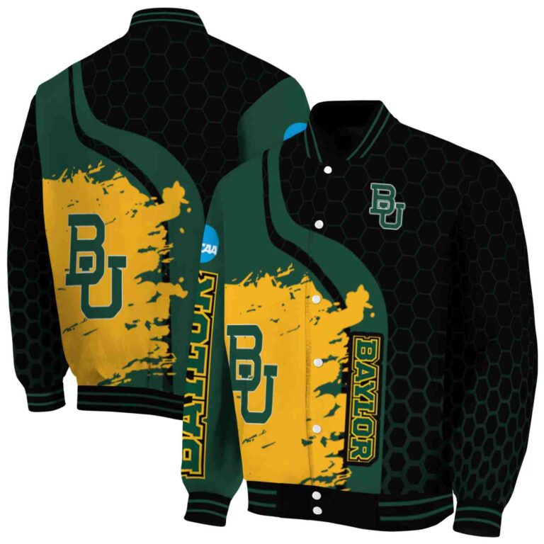 baylor bears hexagonal pattern green black jacket fashion forward