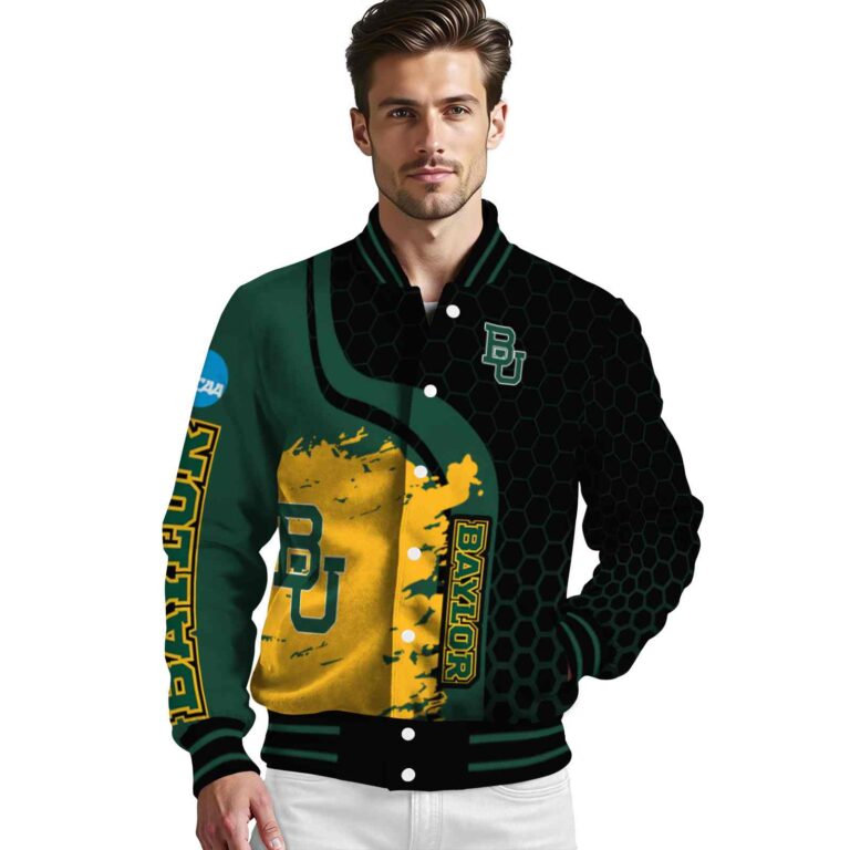 baylor bears hexagonal pattern green black jacket high quality