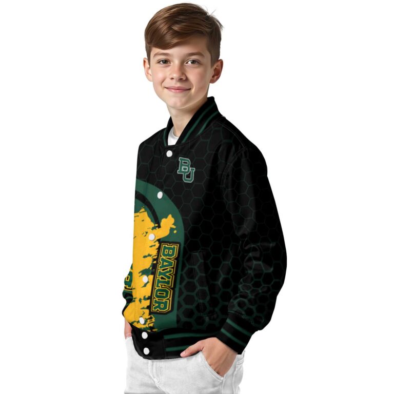 baylor bears hexagonal pattern green black jacket trendy