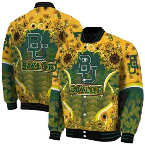baylor bears sunflower bloom green yellow jacket fashion forward