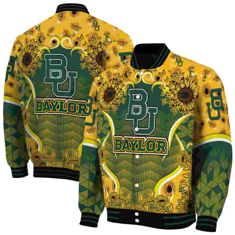 baylor bears sunflower bloom green yellow jacket fashion forward