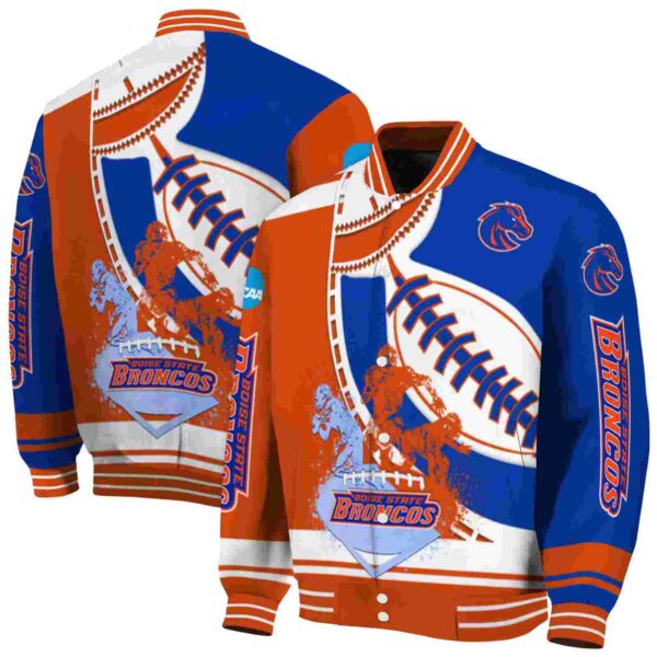 boise state broncos baseball stitching blue white jacket fashion forward