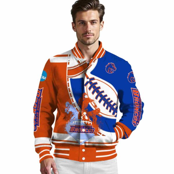 boise state broncos baseball stitching blue white jacket high quality
