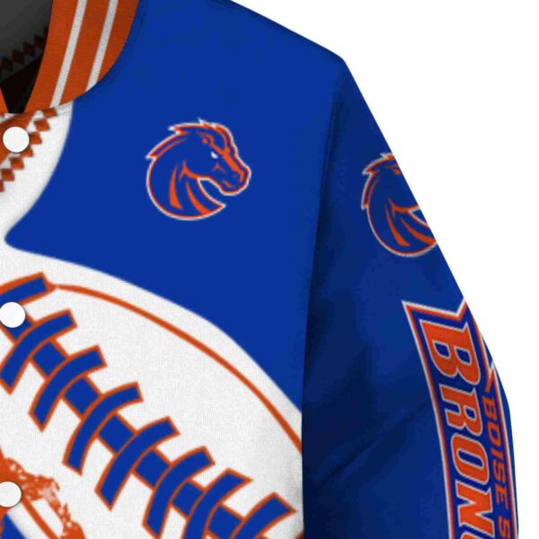 boise state broncos baseball stitching blue white jacket premium grade