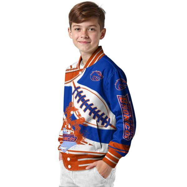 boise state broncos baseball stitching blue white jacket trendy