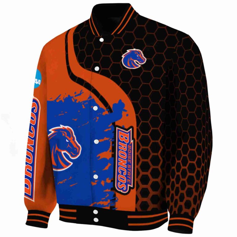 boise state broncos hexagonal pattern orange black jacket best selling