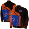 boise state broncos hexagonal pattern orange black jacket fashion forward