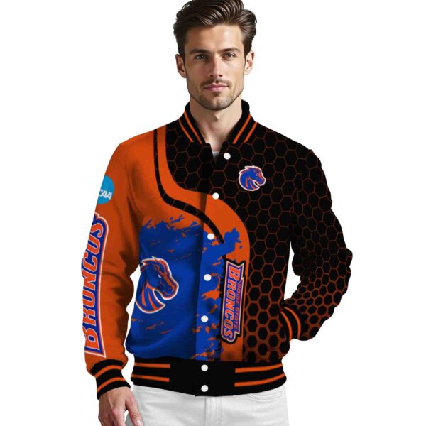 boise state broncos hexagonal pattern orange black jacket high quality