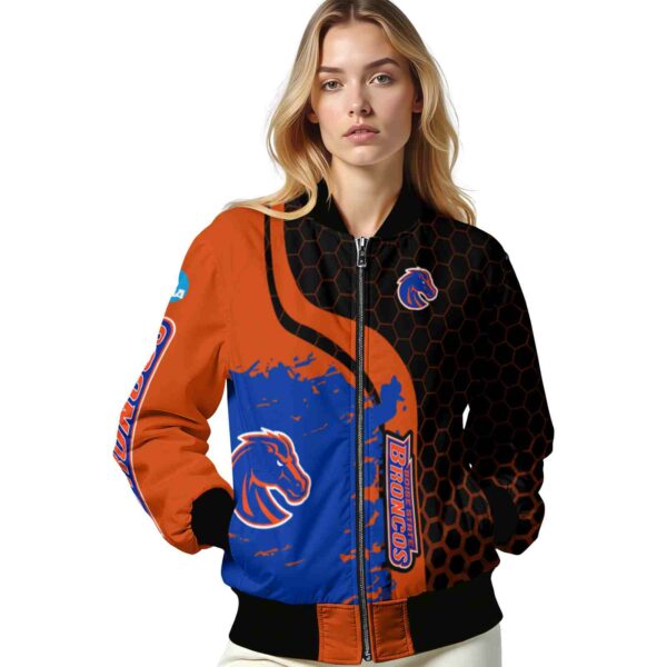 boise state broncos hexagonal pattern orange black jacket latest model