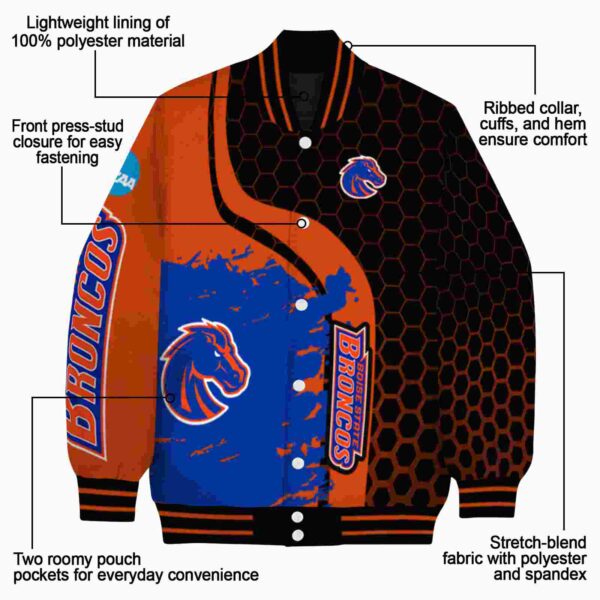 boise state broncos hexagonal pattern orange black jacket new arrival