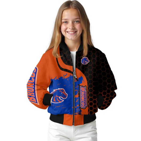 boise state broncos hexagonal pattern orange black jacket top rated