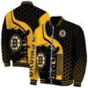 boston bruins hexagonal pattern gold black jacket fashion forward