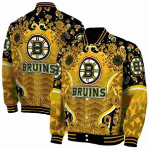 boston bruins sunflower bloom gold yellow jacket fashion forward
