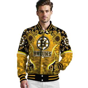 boston bruins sunflower bloom gold yellow jacket high quality