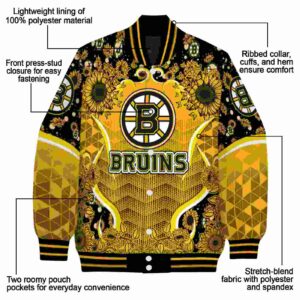 boston bruins sunflower bloom gold yellow jacket new arrival