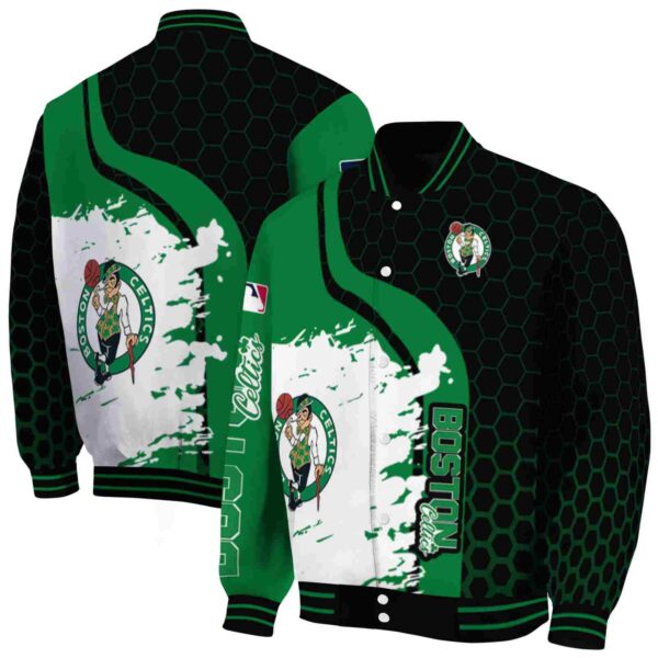 boston celtics hexagonal pattern green black jacket fashion forward