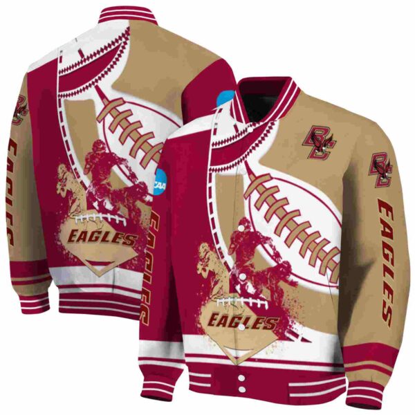 boston college eagles baseball stitching gold white jacket fashion forward