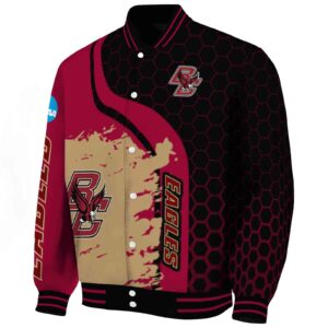 boston college eagles hexagonal pattern maroon black jacket best selling