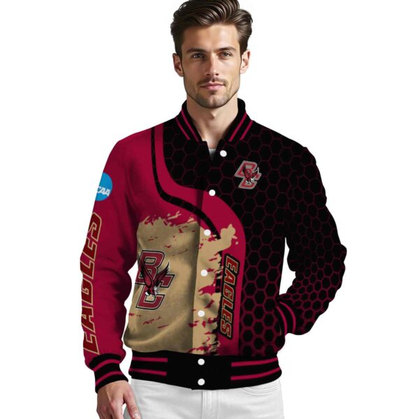 boston college eagles hexagonal pattern maroon black jacket high quality