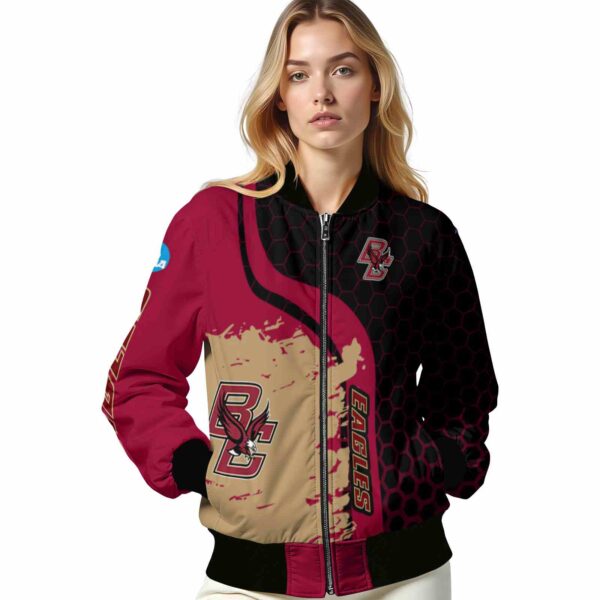 boston college eagles hexagonal pattern maroon black jacket latest model