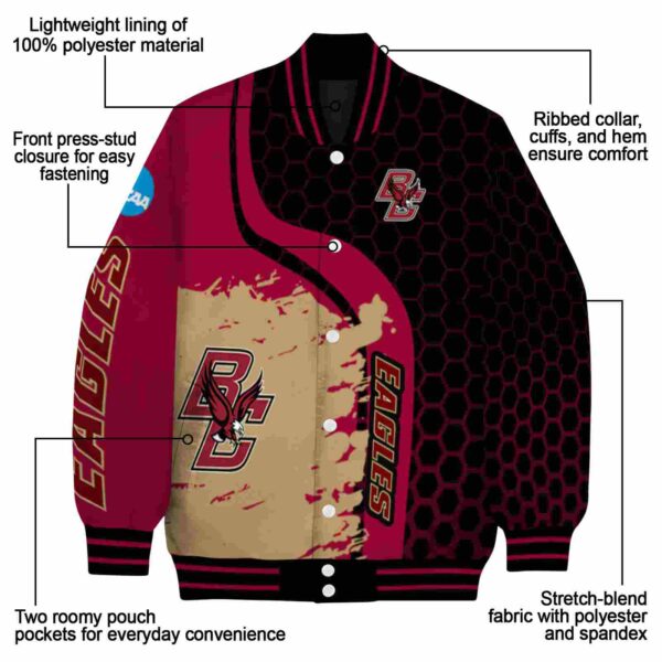 boston college eagles hexagonal pattern maroon black jacket new arrival