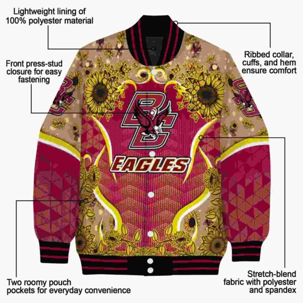 boston college eagles sunflower bloom maroon yellow jacket new arrival