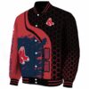 boston red sox hexagonal pattern red black jacket best selling