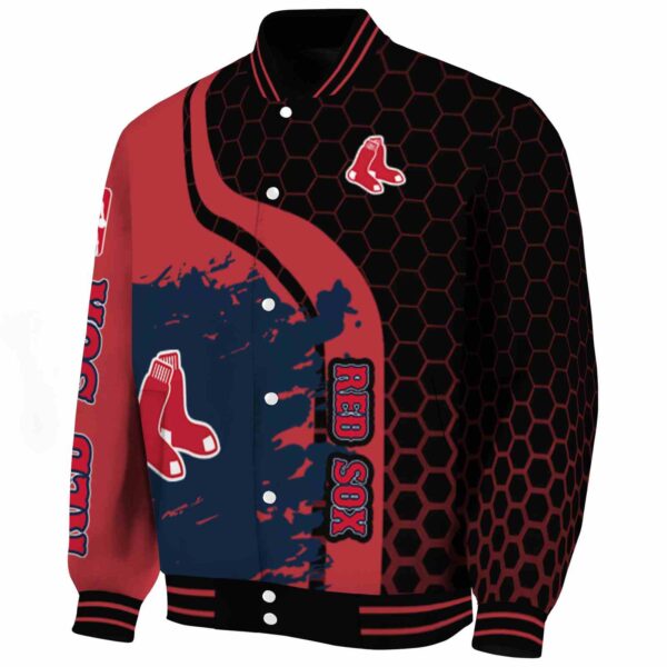 boston red sox hexagonal pattern red black jacket best selling