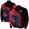 boston red sox hexagonal pattern red black jacket fashion forward