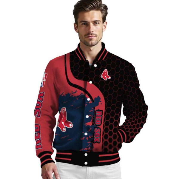 boston red sox hexagonal pattern red black jacket high quality