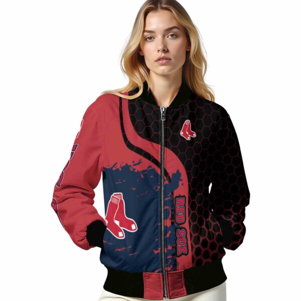 boston red sox hexagonal pattern red black jacket latest model