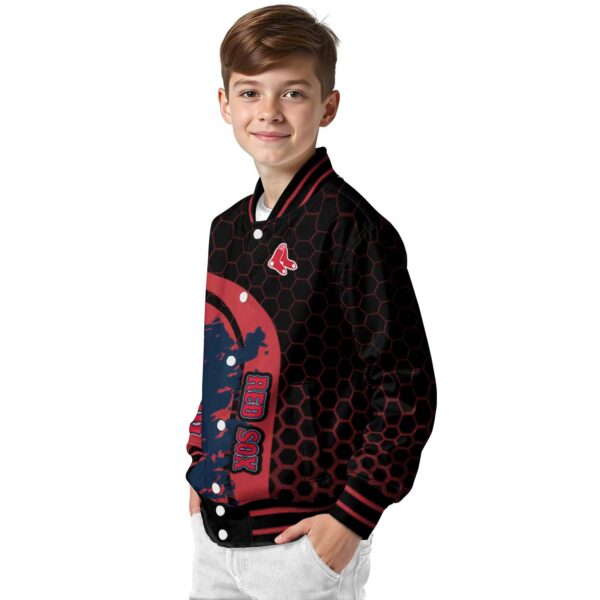 boston red sox hexagonal pattern red black jacket trendy