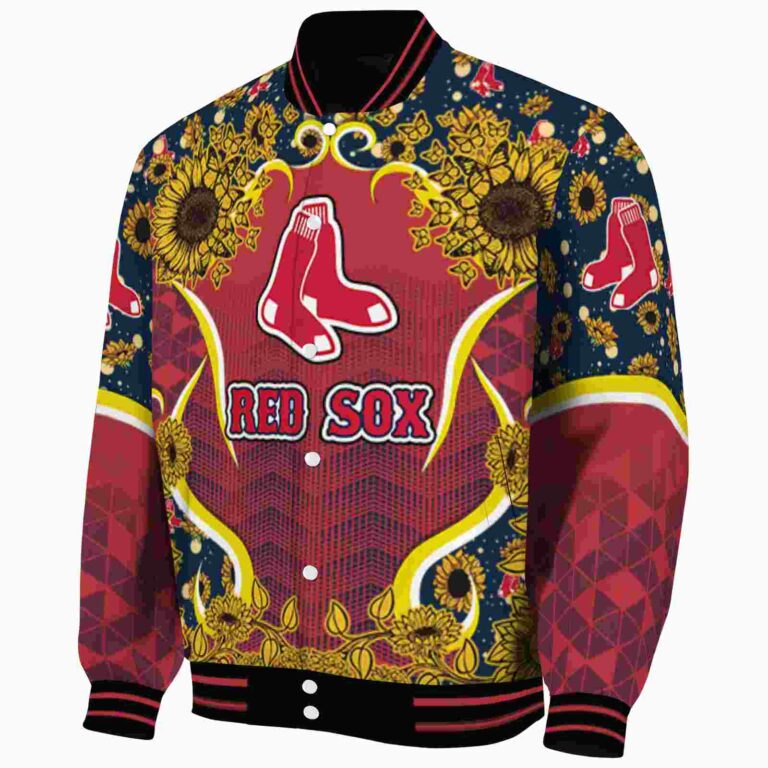 boston red sox sunflower bloom red yellow jacket best selling