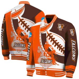 bowling green falcons baseball stitching brown white jacket fashion forward