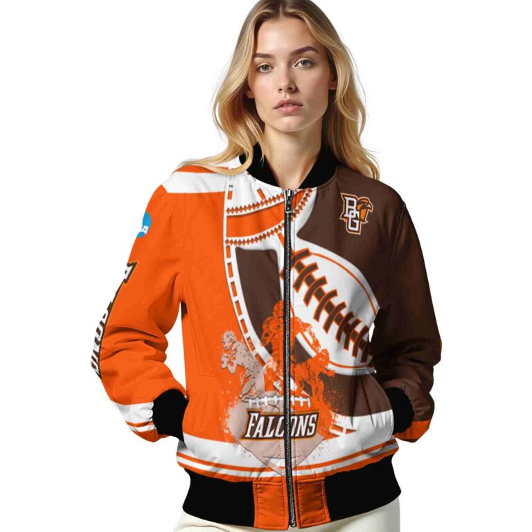 bowling green falcons baseball stitching brown white jacket latest model