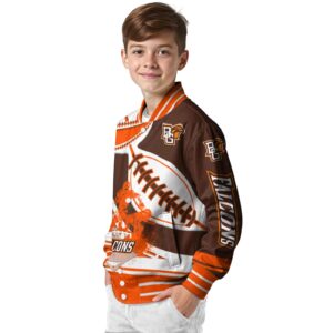 bowling green falcons baseball stitching brown white jacket trendy
