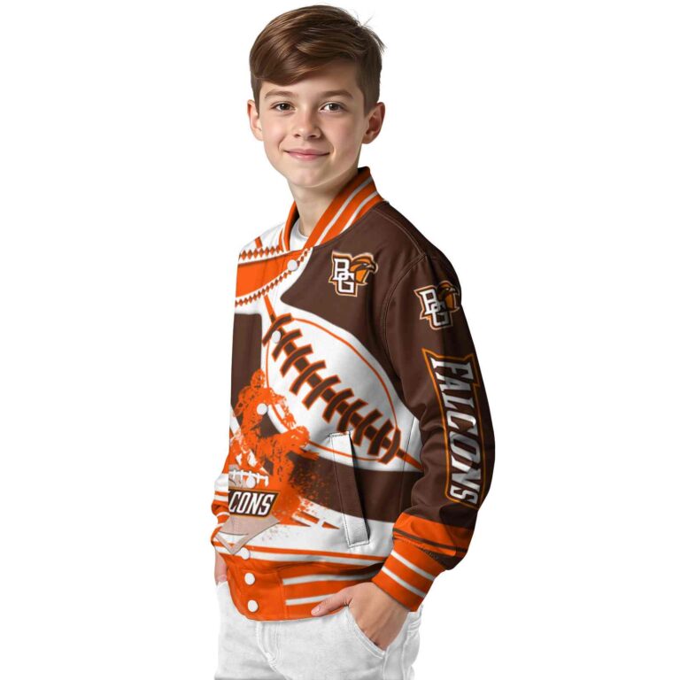 bowling green falcons baseball stitching brown white jacket trendy