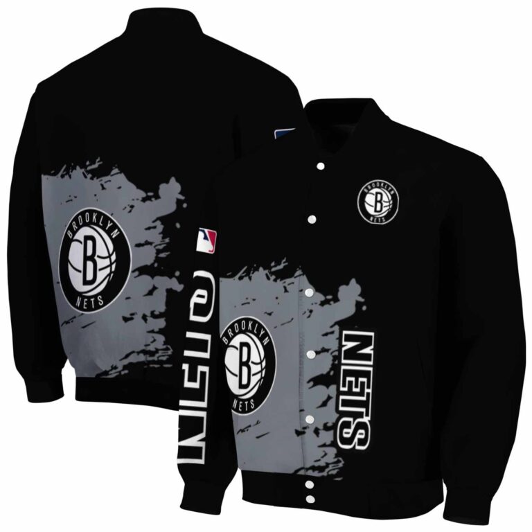 brooklyn nets hexagonal pattern black jacket fashion forward