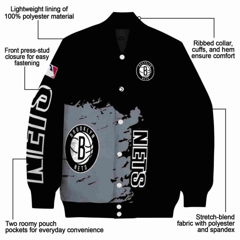 brooklyn nets hexagonal pattern black jacket new arrival