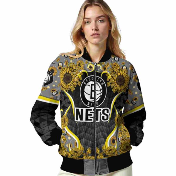 brooklyn nets sunflower bloom black yellow jacket latest model
