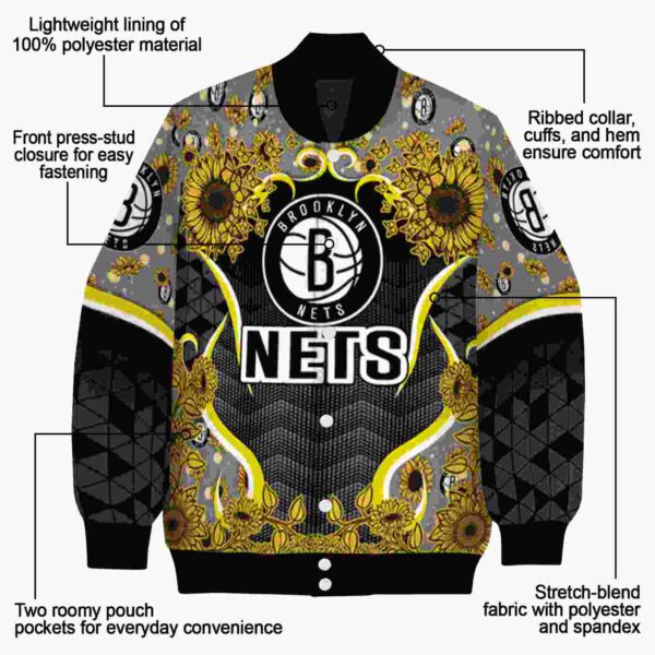 brooklyn nets sunflower bloom black yellow jacket new arrival