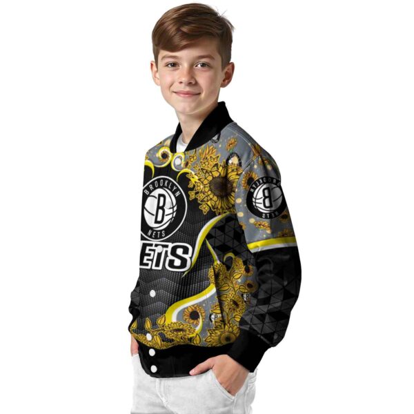 brooklyn nets sunflower bloom black yellow jacket trendy