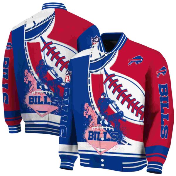 buffalo bills baseball stitching red white jacket fashion forward