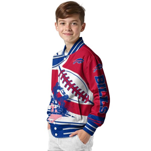 buffalo bills baseball stitching red white jacket trendy
